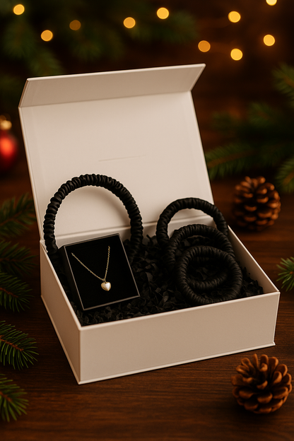 Świąteczny box prezentowy – naszyjnik i akcesoria do włosów